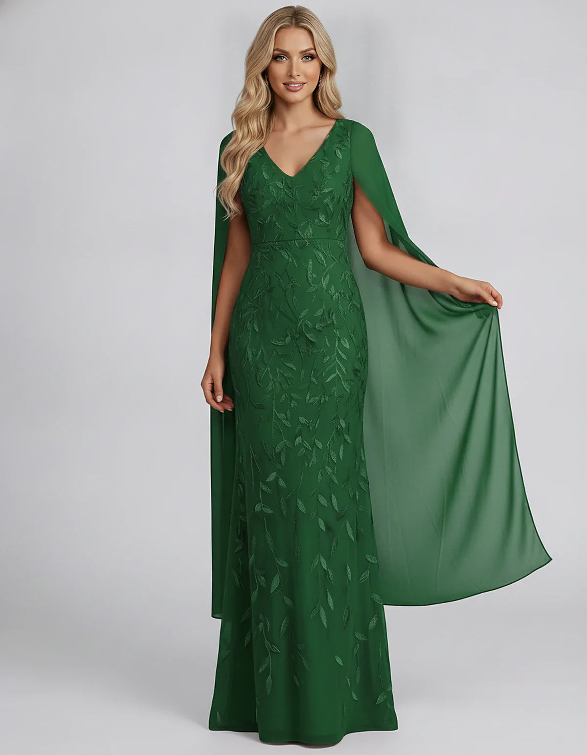 Tulle Flutter Sleeve V-Neck Fitted Maxi Dress with Sequin Lace Appliqués for Party, Cocktail, Evening, Wedding Guest & Summer | SKU: VMD-582741963851724-GREEN-L,VMD-582741963851724-GREEN-M,VMD-582741963851724-GREEN-S,VMD-582741963851724-GREEN-XL,VMD-582741963851724-GREEN-XS