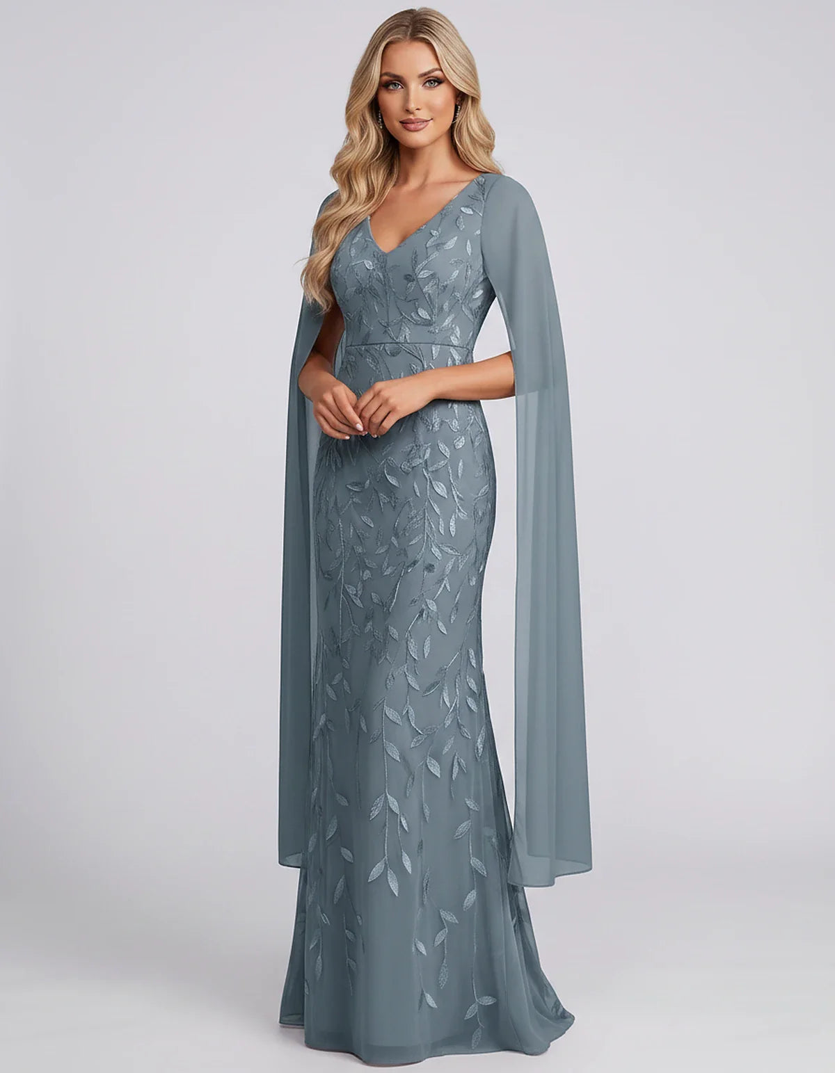 Tulle Flutter Sleeve V-Neck Fitted Maxi Dress with Sequin Lace Appliqués for Party, Cocktail, Evening, Wedding Guest & Summer | SKU: VMD-582741963851724-DUSTYBLUE-L,VMD-582741963851724-DUSTYBLUE-M,VMD-582741963851724-DUSTYBLUE-S,VMD-582741963851724-DUSTYBLUE-XL,VMD-582741963851724-DUSTYBLUE-XS