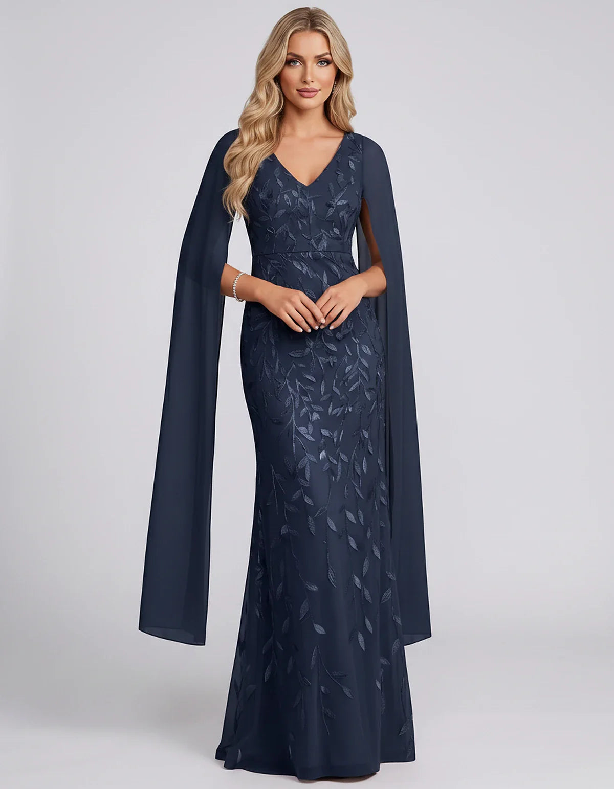 Tulle Flutter Sleeve V-Neck Fitted Maxi Dress with Sequin Lace Appliqués for Party, Cocktail, Evening, Wedding Guest & Summer | SKU: VMD-582741963851724-NAVY-L,VMD-582741963851724-NAVY-M,VMD-582741963851724-NAVY-S,VMD-582741963851724-NAVY-XL,VMD-582741963851724-NAVY-XS