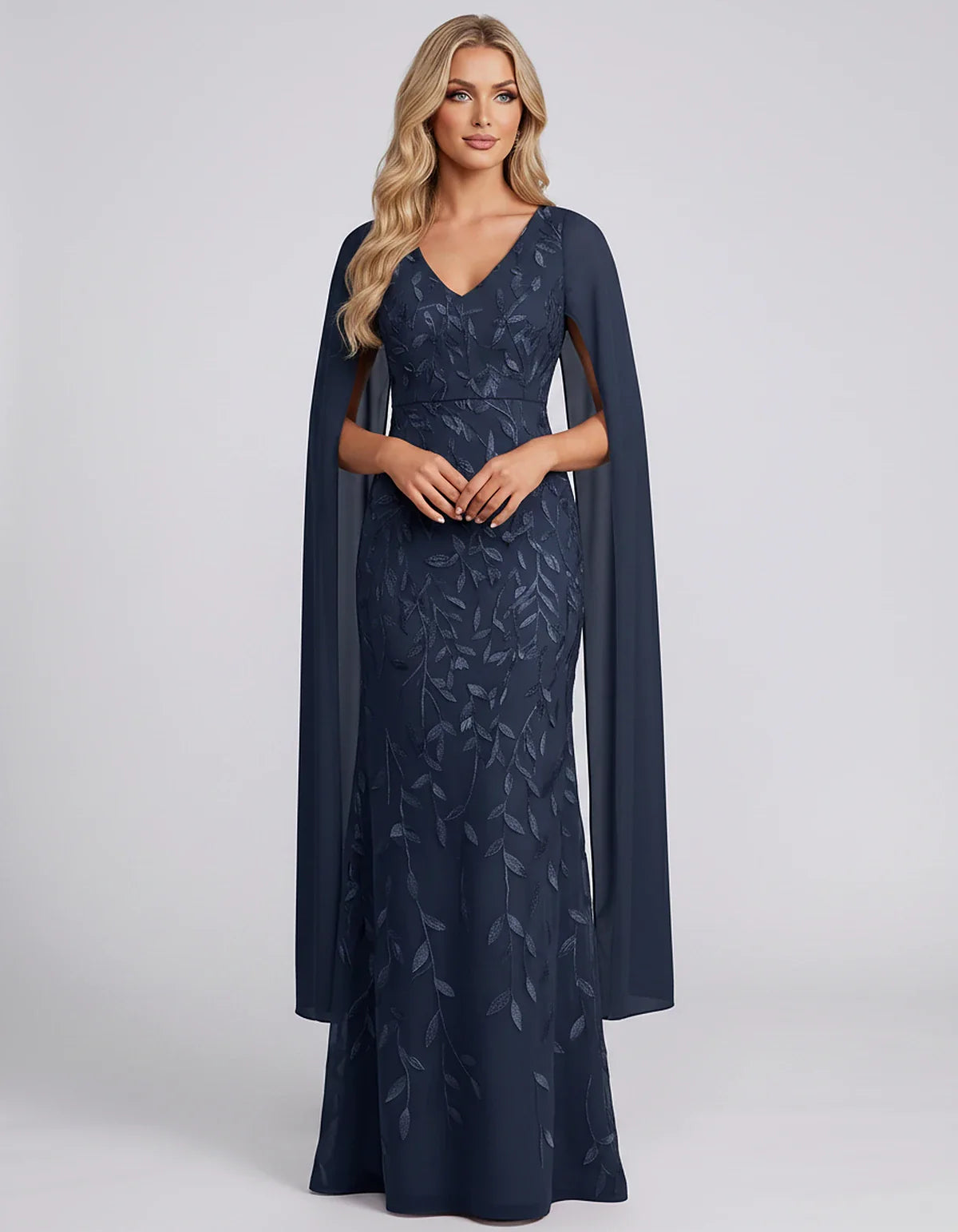 Tulle Flutter Sleeve V-Neck Fitted Maxi Dress with Sequin Lace Appliqués for Party, Cocktail, Evening, Wedding Guest & Summer | SKU: VMD-582741963851724-NAVY-L,VMD-582741963851724-NAVY-M,VMD-582741963851724-NAVY-S,VMD-582741963851724-NAVY-XL,VMD-582741963851724-NAVY-XS