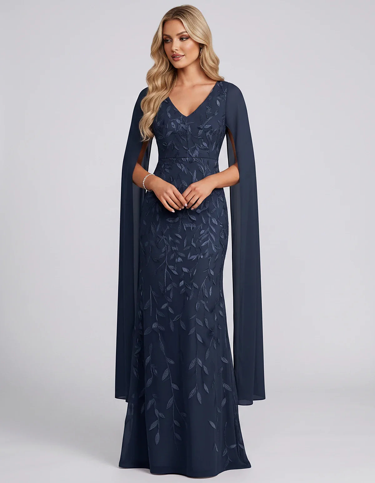 Tulle Flutter Sleeve V-Neck Fitted Maxi Dress with Sequin Lace Appliqués for Party, Cocktail, Evening, Wedding Guest & Summer | SKU: VMD-582741963851724-NAVY-L,VMD-582741963851724-NAVY-M,VMD-582741963851724-NAVY-S,VMD-582741963851724-NAVY-XL,VMD-582741963851724-NAVY-XS