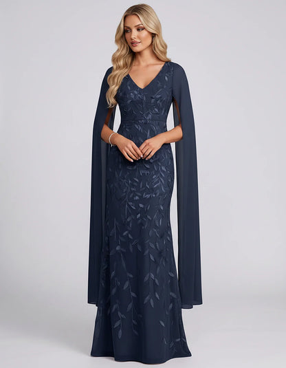 Tulle Flutter Sleeve V-Neck Fitted Maxi Dress with Sequin Lace Appliqués for Party, Cocktail, Evening, Wedding Guest & Summer | SKU: VMD-582741963851724-NAVY-L,VMD-582741963851724-NAVY-M,VMD-582741963851724-NAVY-S,VMD-582741963851724-NAVY-XL,VMD-582741963851724-NAVY-XS