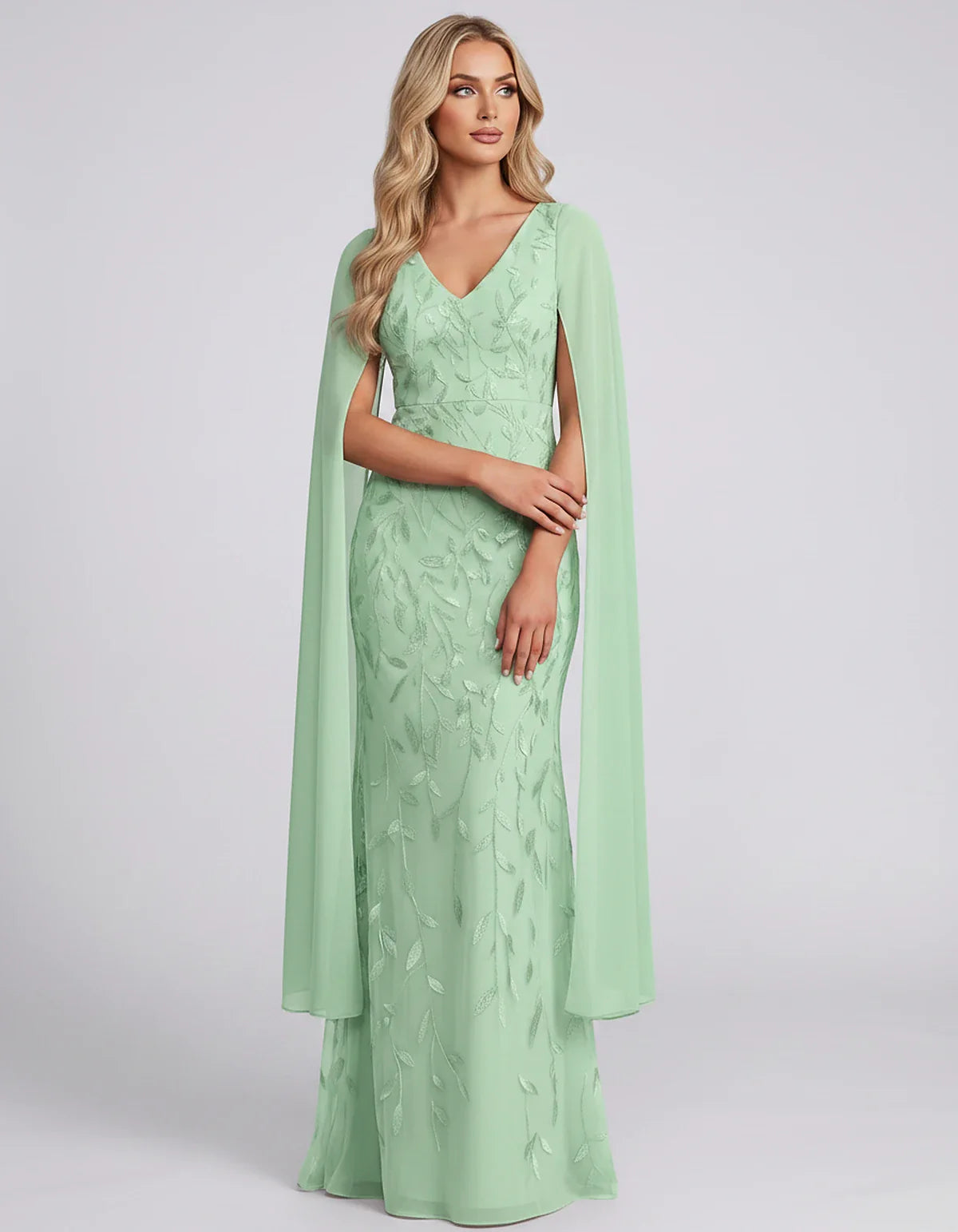 Tulle Flutter Sleeve V-Neck Fitted Maxi Dress with Sequin Lace Appliqués for Party, Cocktail, Evening, Wedding Guest & Summer | SKU: VMD-582741963851724-MINT-L,VMD-582741963851724-MINT-M,VMD-582741963851724-MINT-S,VMD-582741963851724-MINT-XL,VMD-582741963851724-MINT-XS