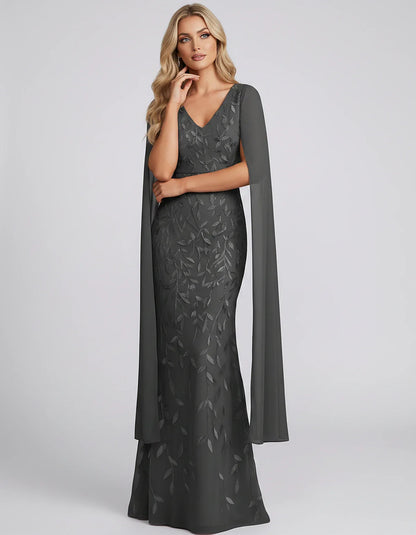 Tulle Flutter Sleeve V-Neck Fitted Maxi Dress with Sequin Lace Appliqués for Party, Cocktail, Evening, Wedding Guest & Summer | SKU: VMD-582741963851724-BLACK-L,VMD-582741963851724-BLACK-M,VMD-582741963851724-BLACK-S,VMD-582741963851724-BLACK-XL,VMD-582741963851724-BLACK-XS