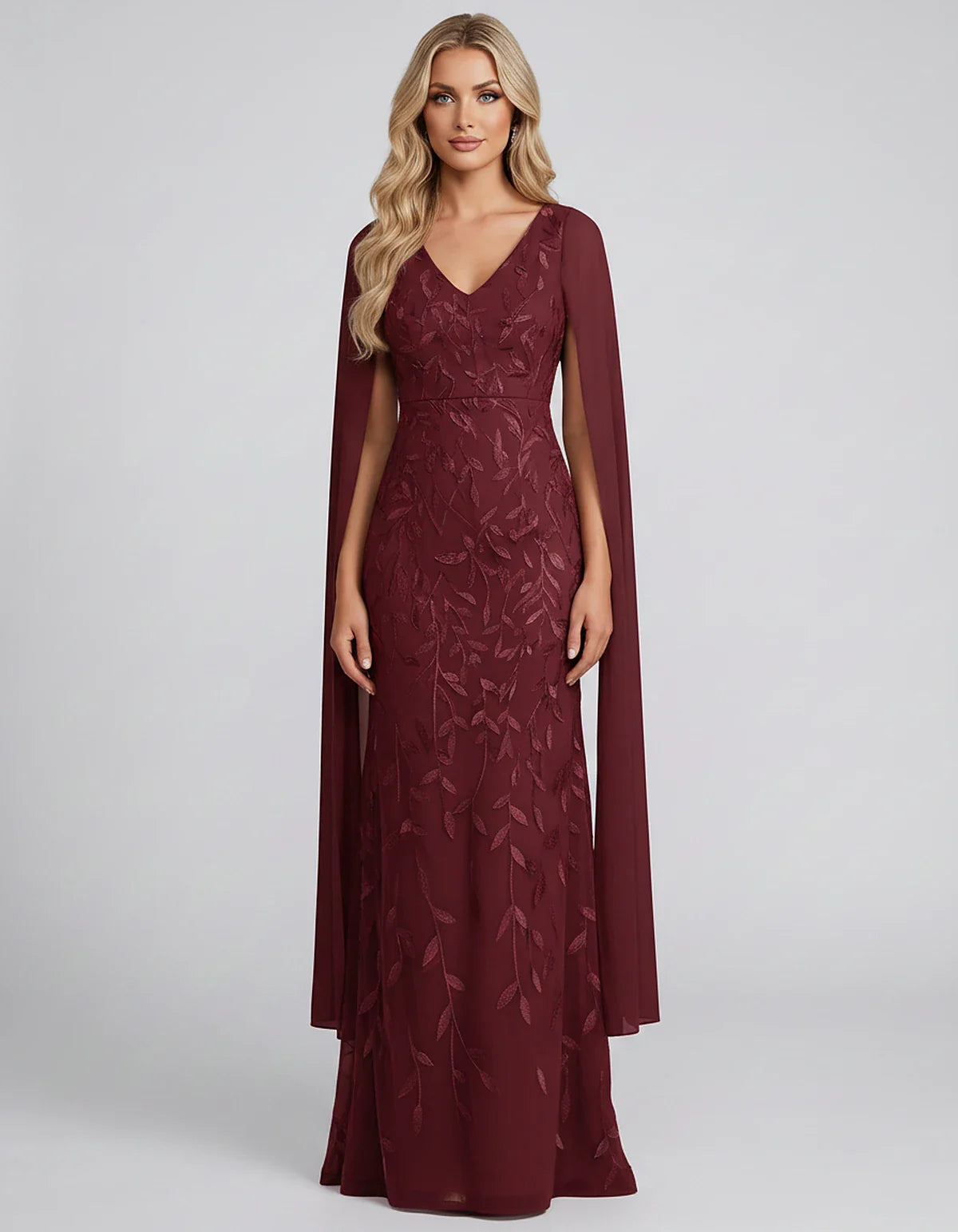 Tulle Flutter Sleeve V-Neck Fitted Maxi Dress with Sequin Lace Appliqués for Party, Cocktail, Evening, Wedding Guest & Summer | SKU: VMD-582741963851724-BURGUNDY-L,VMD-582741963851724-BURGUNDY-M,VMD-582741963851724-BURGUNDY-S,VMD-582741963851724-BURGUNDY-XL,VMD-582741963851724-BURGUNDY-XS