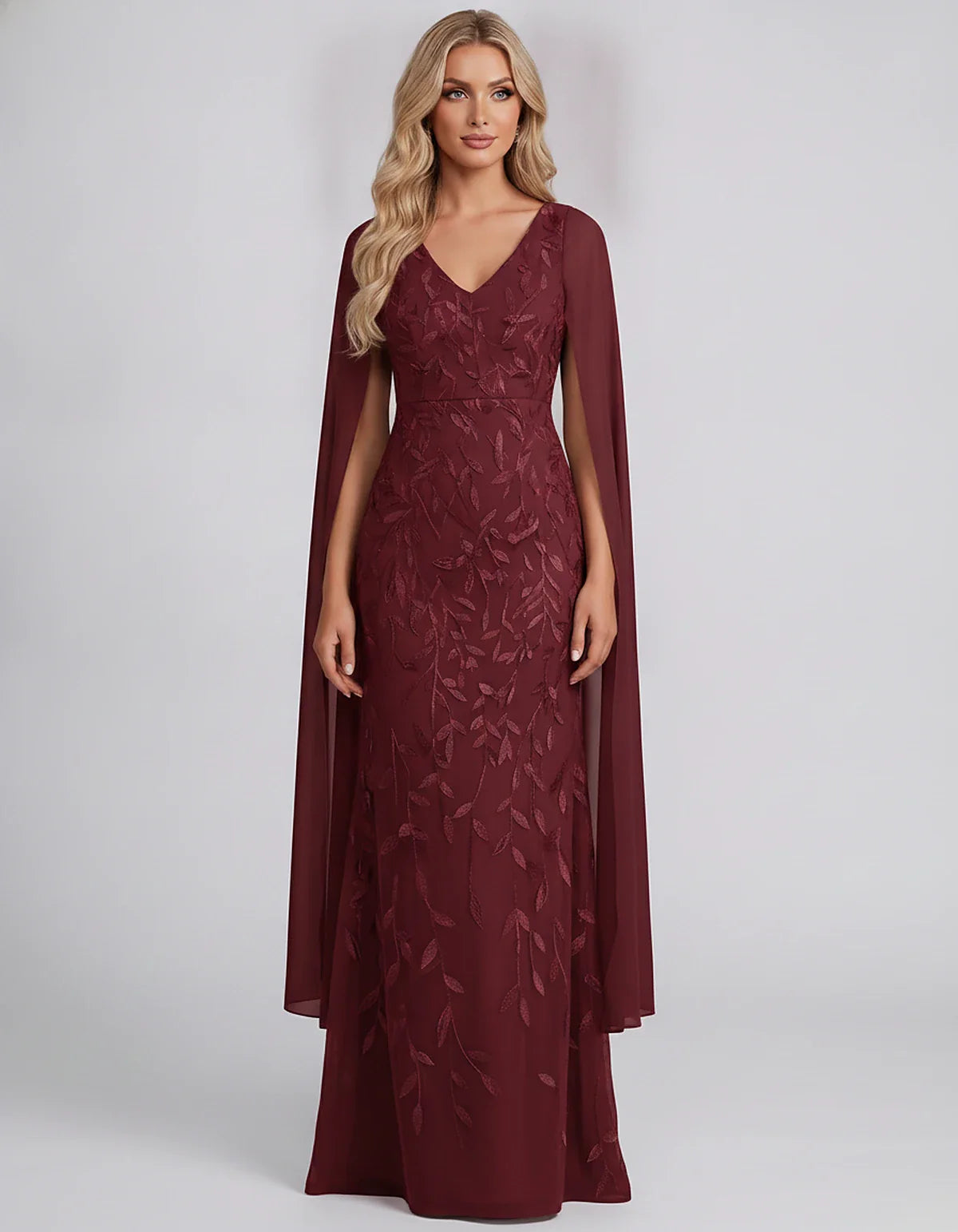 Tulle Flutter Sleeve V-Neck Fitted Maxi Dress with Sequin Lace Appliqués for Party, Cocktail, Evening, Wedding Guest & Summer | SKU: VMD-582741963851724-BURGUNDY-L,VMD-582741963851724-BURGUNDY-M,VMD-582741963851724-BURGUNDY-S,VMD-582741963851724-BURGUNDY-XL,VMD-582741963851724-BURGUNDY-XS