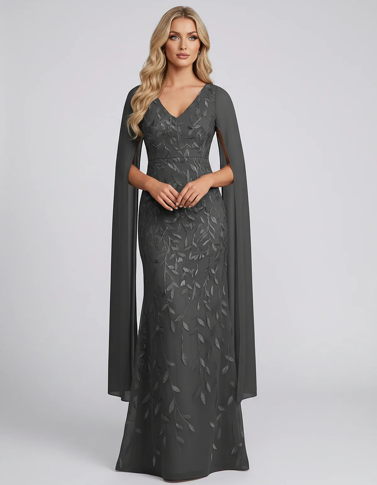 Tulle Flutter Sleeve V-Neck Fitted Maxi Dress with Sequin Lace Appliqués for Party, Cocktail, Evening, Wedding Guest & Summer | SKU: VMD-582741963851724-BLACK-L,VMD-582741963851724-BLACK-M,VMD-582741963851724-BLACK-S,VMD-582741963851724-BLACK-XL,VMD-582741963851724-BLACK-XS