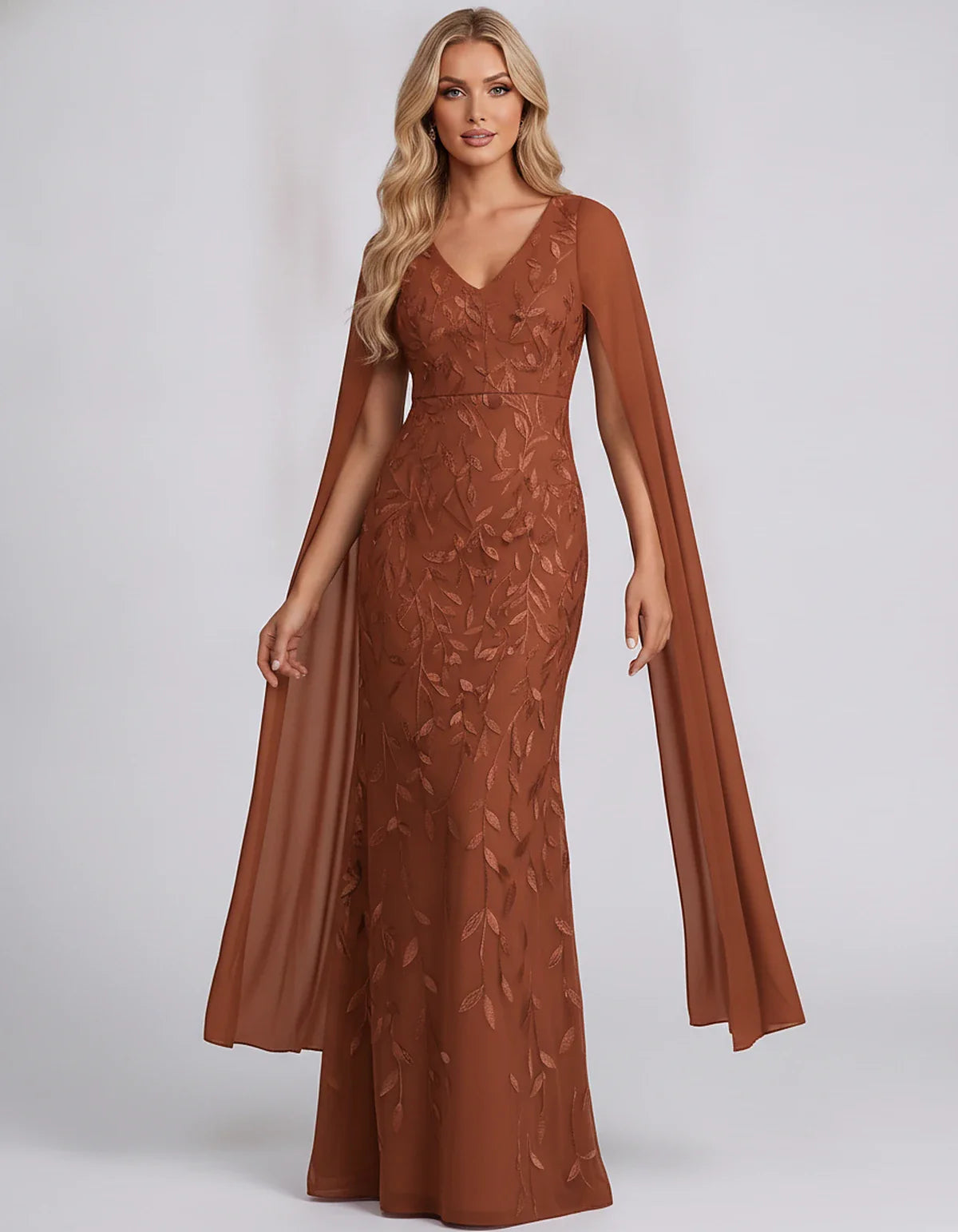 Tulle Flutter Sleeve V-Neck Fitted Maxi Dress with Sequin Lace Appliqués for Party, Cocktail, Evening, Wedding Guest & Summer | SKU: VMD-582741963851724-BURNTORANGE-L,VMD-582741963851724-BURNTORANGE-M,VMD-582741963851724-BURNTORANGE-S,VMD-582741963851724-BURNTORANGE-XL,VMD-582741963851724-BURNTORANGE-XS