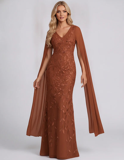 Tulle Flutter Sleeve V-Neck Fitted Maxi Dress with Sequin Lace Appliqués for Party, Cocktail, Evening, Wedding Guest & Summer | SKU: VMD-582741963851724-BURNTORANGE-L,VMD-582741963851724-BURNTORANGE-M,VMD-582741963851724-BURNTORANGE-S,VMD-582741963851724-BURNTORANGE-XL,VMD-582741963851724-BURNTORANGE-XS