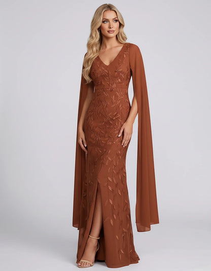 Tulle Flutter Sleeve V-Neck Fitted Maxi Dress with Sequin Lace Appliqués for Party, Cocktail, Evening, Wedding Guest & Summer | SKU: VMD-582741963851724-BURNTORANGE-L,VMD-582741963851724-BURNTORANGE-M,VMD-582741963851724-BURNTORANGE-S,VMD-582741963851724-BURNTORANGE-XL,VMD-582741963851724-BURNTORANGE-XS