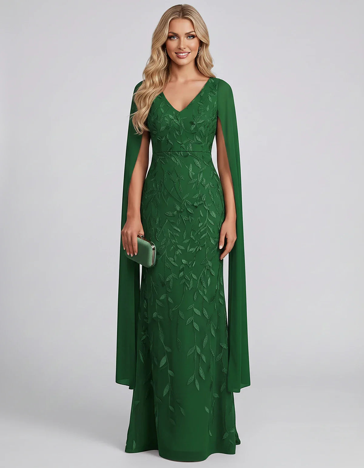 Tulle Flutter Sleeve V-Neck Fitted Maxi Dress with Sequin Lace Appliqués for Party, Cocktail, Evening, Wedding Guest & Summer | SKU: VMD-582741963851724-GREEN-L,VMD-582741963851724-GREEN-M,VMD-582741963851724-GREEN-S,VMD-582741963851724-GREEN-XL,VMD-582741963851724-GREEN-XS