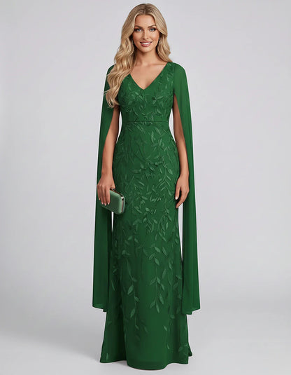 Tulle Flutter Sleeve V-Neck Fitted Maxi Dress with Sequin Lace Appliqués for Party, Cocktail, Evening, Wedding Guest & Summer | SKU: VMD-582741963851724-GREEN-L,VMD-582741963851724-GREEN-M,VMD-582741963851724-GREEN-S,VMD-582741963851724-GREEN-XL,VMD-582741963851724-GREEN-XS