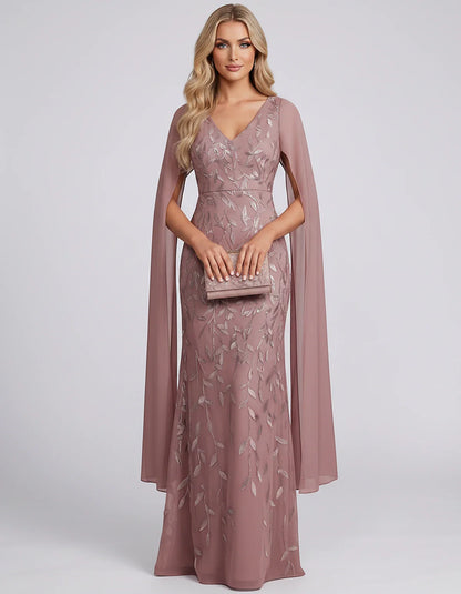 Tulle Flutter Sleeve V-Neck Fitted Maxi Dress with Sequin Lace Appliqués for Party, Cocktail, Evening, Wedding Guest & Summer | SKU: VMD-582741963851724-DUSTYROSE-L,VMD-582741963851724-DUSTYROSE-M,VMD-582741963851724-DUSTYROSE-S,VMD-582741963851724-DUSTYROSE-XL,VMD-582741963851724-DUSTYROSE-XS