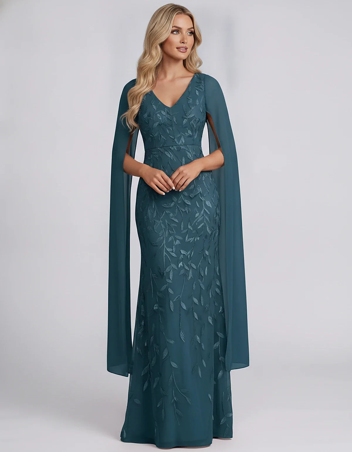Tulle Flutter Sleeve V-Neck Fitted Maxi Dress with Sequin Lace Appliqués for Party, Cocktail, Evening, Wedding Guest & Summer | SKU: VMD-582741963851724-TEAL-L,VMD-582741963851724-TEAL-M,VMD-582741963851724-TEAL-S,VMD-582741963851724-TEAL-XL,VMD-582741963851724-TEAL-XS