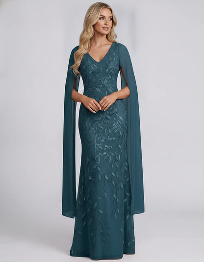 Tulle Flutter Sleeve V-Neck Fitted Maxi Dress with Sequin Lace Appliqués for Party, Cocktail, Evening, Wedding Guest & Summer | SKU: VMD-582741963851724-TEAL-L,VMD-582741963851724-TEAL-M,VMD-582741963851724-TEAL-S,VMD-582741963851724-TEAL-XL,VMD-582741963851724-TEAL-XS