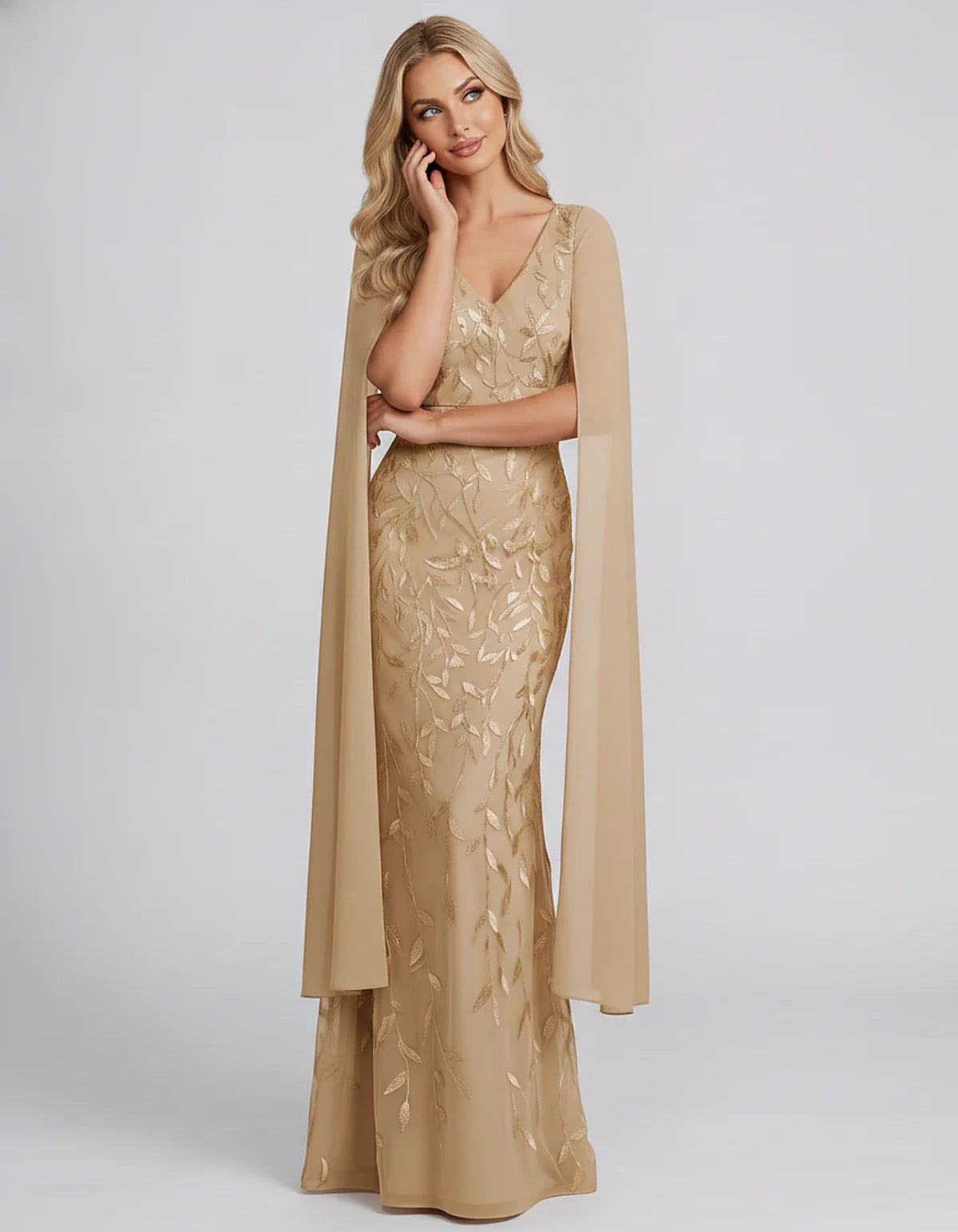 Tulle Flutter Sleeve V-Neck Fitted Maxi Dress with Sequin Lace Appliqués for Party, Cocktail, Evening, Wedding Guest & Summer | SKU: VMD-582741963851724-CHAMPAGNE-L,VMD-582741963851724-CHAMPAGNE-M,VMD-582741963851724-CHAMPAGNE-S,VMD-582741963851724-CHAMPAGNE-XL,VMD-582741963851724-CHAMPAGNE-XS
