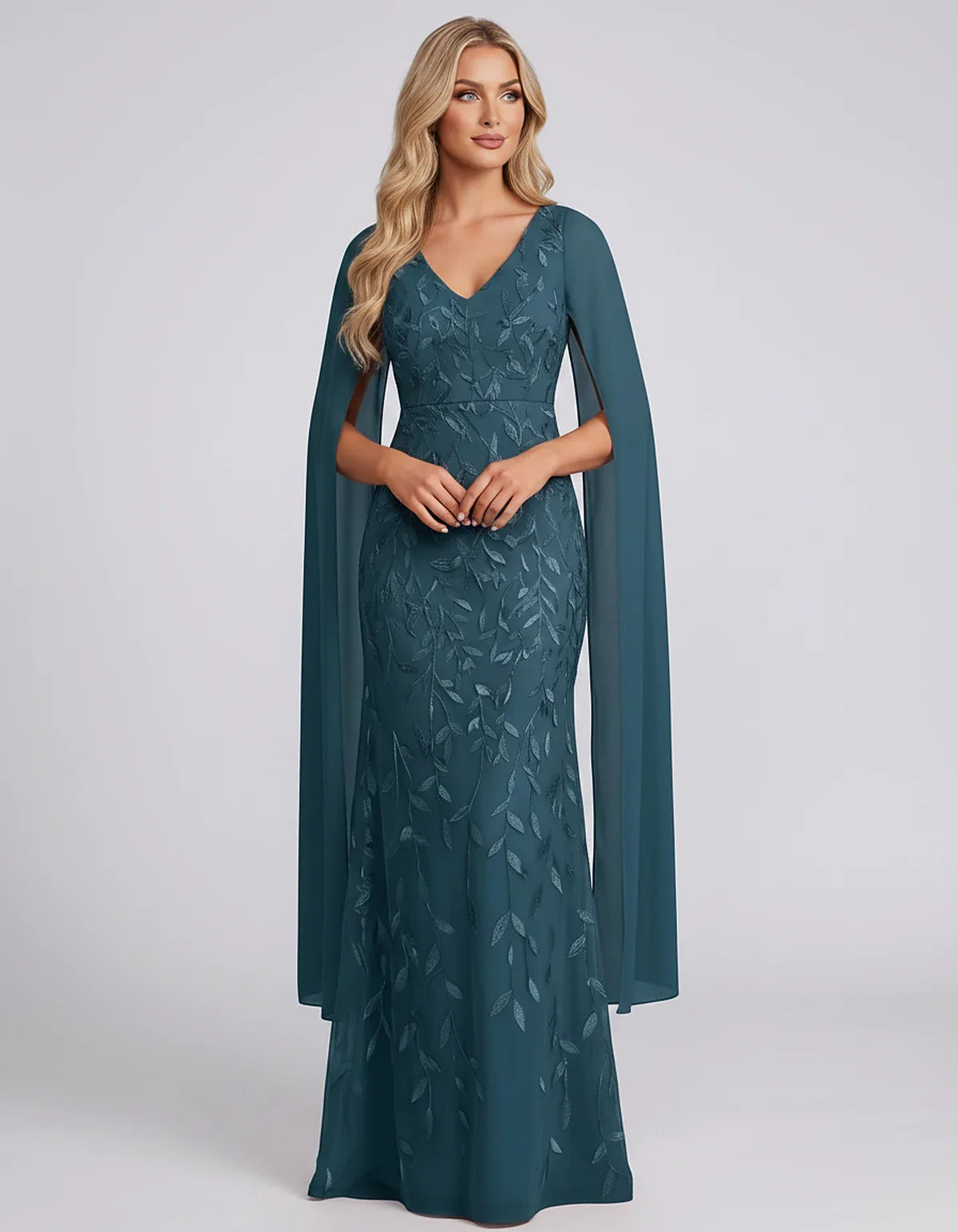 Tulle Flutter Sleeve V-Neck Fitted Maxi Dress with Sequin Lace Appliqués for Party, Cocktail, Evening, Wedding Guest & Summer | SKU: VMD-582741963851724-TEAL-L,VMD-582741963851724-TEAL-M,VMD-582741963851724-TEAL-S,VMD-582741963851724-TEAL-XL,VMD-582741963851724-TEAL-XS