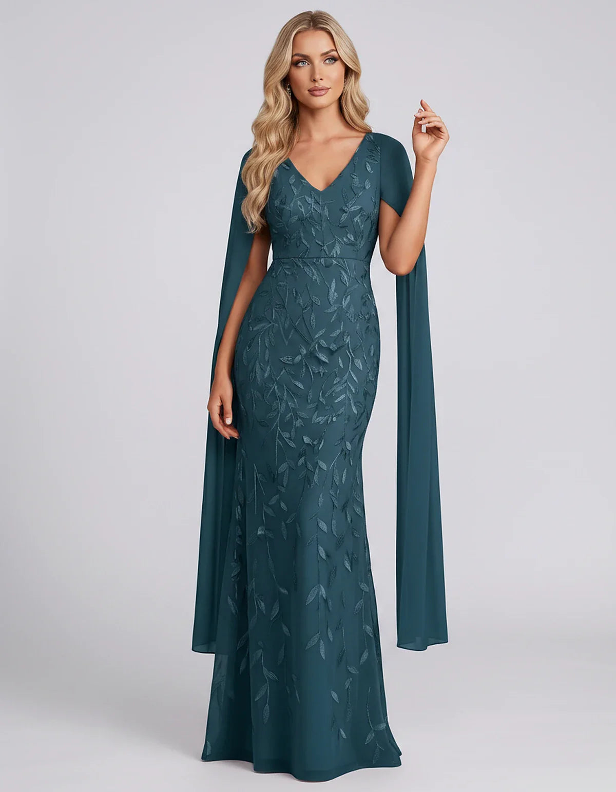 Tulle Flutter Sleeve V-Neck Fitted Maxi Dress with Sequin Lace Appliqués for Party, Cocktail, Evening, Wedding Guest & Summer | SKU: VMD-582741963851724-TEAL-L,VMD-582741963851724-TEAL-M,VMD-582741963851724-TEAL-S,VMD-582741963851724-TEAL-XL,VMD-582741963851724-TEAL-XS