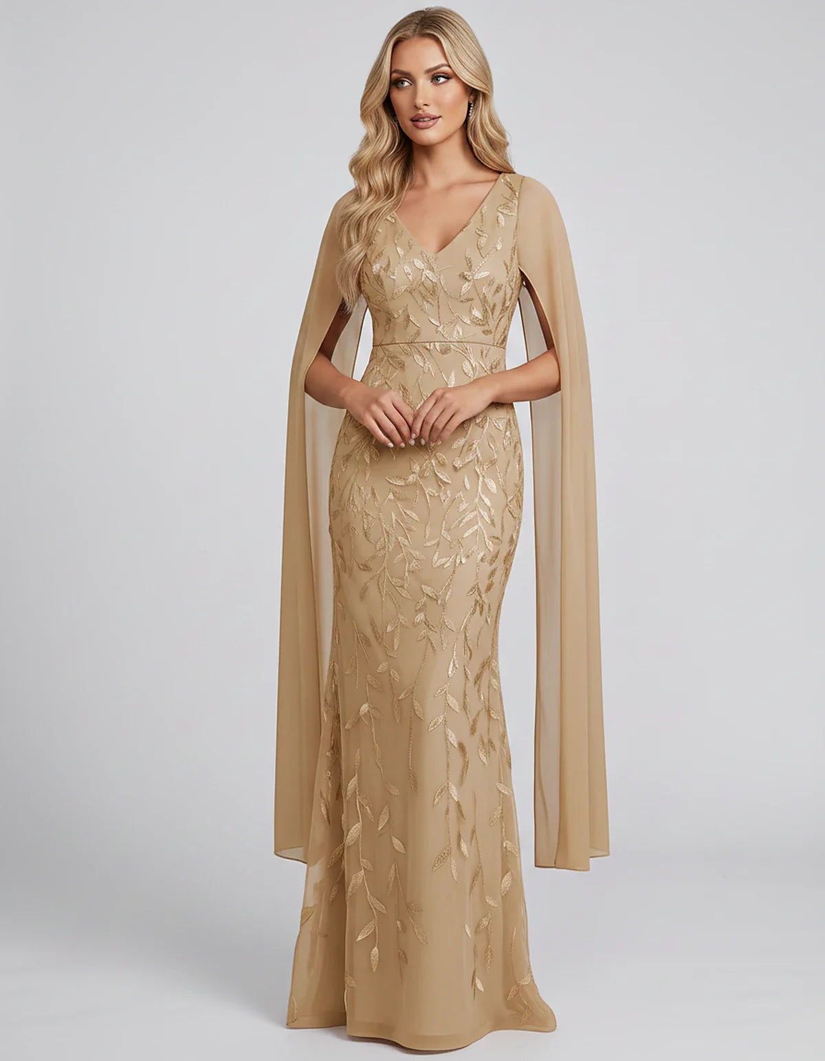 Tulle Flutter Sleeve V-Neck Fitted Maxi Dress with Sequin Lace Appliqués for Party, Cocktail, Evening, Wedding Guest & Summer | SKU: VMD-582741963851724-CHAMPAGNE-L,VMD-582741963851724-CHAMPAGNE-M,VMD-582741963851724-CHAMPAGNE-S,VMD-582741963851724-CHAMPAGNE-XL,VMD-582741963851724-CHAMPAGNE-XS