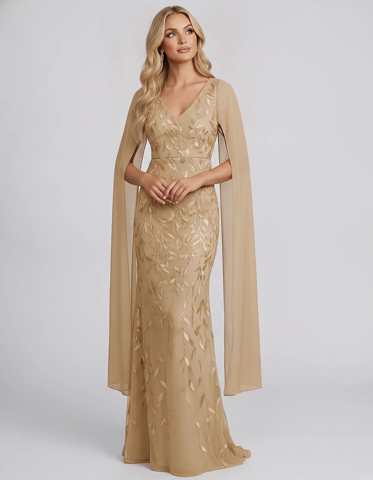 Tulle Flutter Sleeve V-Neck Fitted Maxi Dress with Sequin Lace Appliqués for Party, Cocktail, Evening, Wedding Guest & Summer | SKU: VMD-582741963851724-CHAMPAGNE-L,VMD-582741963851724-CHAMPAGNE-M,VMD-582741963851724-CHAMPAGNE-S,VMD-582741963851724-CHAMPAGNE-XL,VMD-582741963851724-CHAMPAGNE-XS