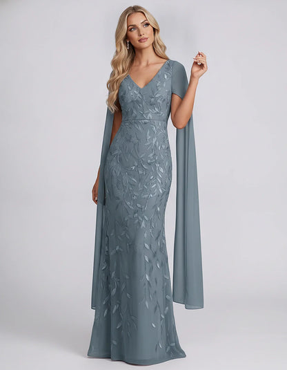 Tulle Flutter Sleeve V-Neck Fitted Maxi Dress with Sequin Lace Appliqués for Party, Cocktail, Evening, Wedding Guest & Summer | SKU: VMD-582741963851724-DUSTYBLUE-L,VMD-582741963851724-DUSTYBLUE-M,VMD-582741963851724-DUSTYBLUE-S,VMD-582741963851724-DUSTYBLUE-XL,VMD-582741963851724-DUSTYBLUE-XS