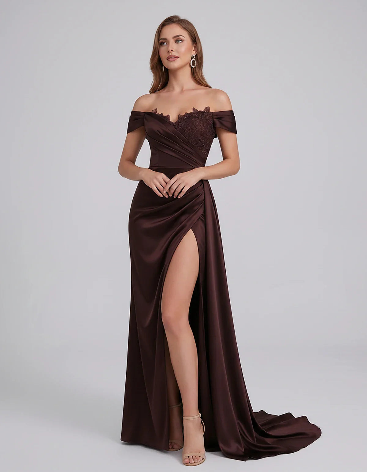 Satin Off-Shoulder Sweetheart Mermaid Maxi Dress with Lace Appliqué for Party, Cocktail, Evening, Wedding Guest & Summer Even | SKU: VMD-583924716582941-BURGUNDY-L,VMD-583924716582941-BURGUNDY-M,VMD-583924716582941-BURGUNDY-S,VMD-583924716582941-BURGUNDY-XL,VMD-583924716582941-BURGUNDY-XS