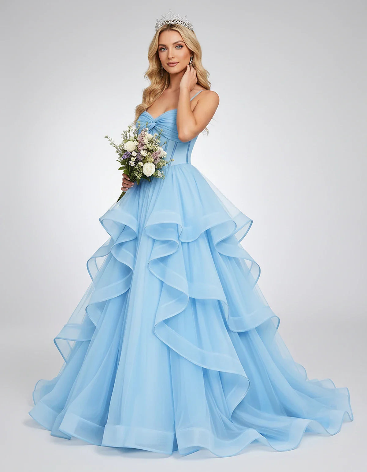 Organza Spaghetti Strap Sweetheart A-Line Ball Gown Maxi Dress for Party, Cocktail, Evening, Wedding Guest & Summer Events, f | SKU: VMD-583920174628315-LIGHTBLUE-L,VMD-583920174628315-LIGHTBLUE-M,VMD-583920174628315-LIGHTBLUE-S,VMD-583920174628315-LIGHTBLUE-XL,VMD-583920174628315-LIGHTBLUE-XS