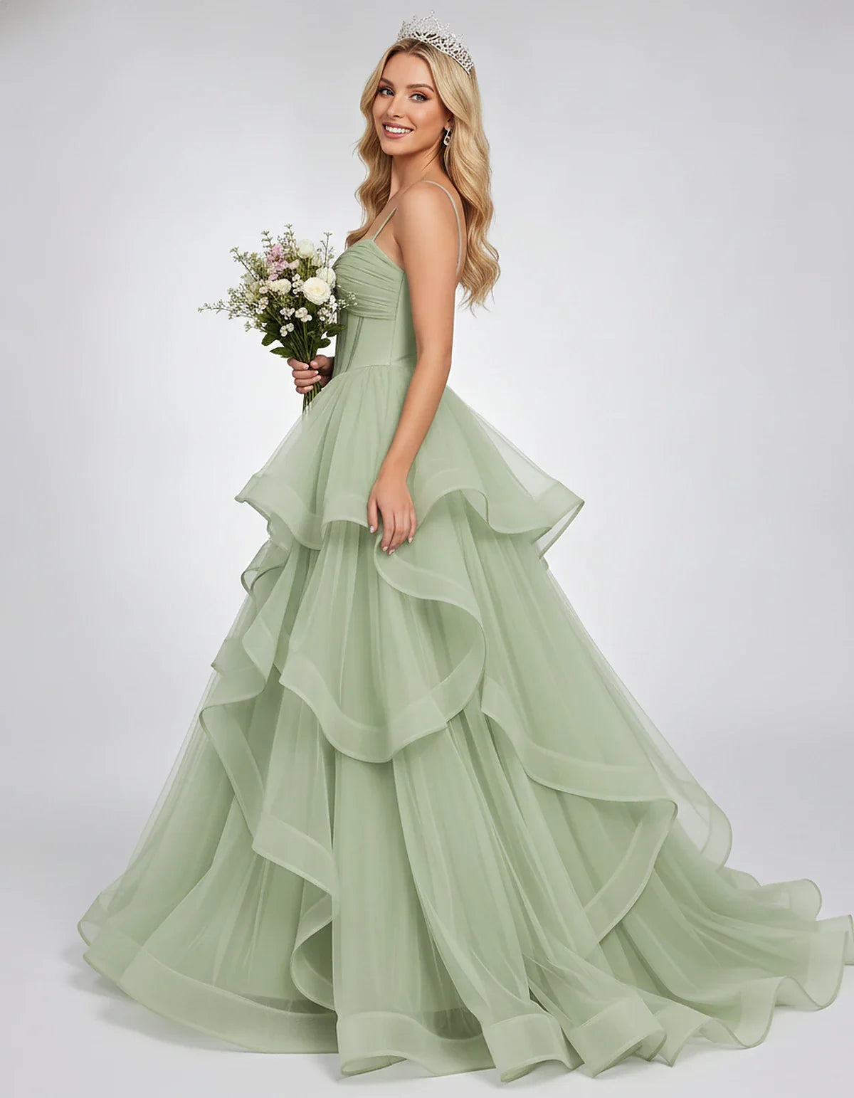 Organza Spaghetti Strap Sweetheart A-Line Ball Gown Maxi Dress for Party, Cocktail, Evening, Wedding Guest & Summer Events, s | SKU: VMD-583920174628315-SAGE-L,VMD-583920174628315-SAGE-M,VMD-583920174628315-SAGE-S,VMD-583920174628315-SAGE-XL,VMD-583920174628315-SAGE-XS