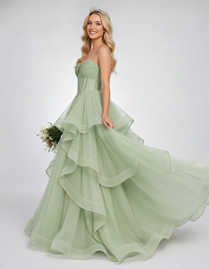 Organza Spaghetti Strap Sweetheart A-Line Ball Gown Maxi Dress for Party, Cocktail, Evening, Wedding Guest & Summer Events, s | SKU: VMD-583920174628315-SAGE-L,VMD-583920174628315-SAGE-M,VMD-583920174628315-SAGE-S,VMD-583920174628315-SAGE-XL,VMD-583920174628315-SAGE-XS