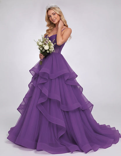 Organza Spaghetti Strap Sweetheart A-Line Ball Gown Maxi Dress for Party, Cocktail, Evening, Wedding Guest & Summer Events, s | SKU: VMD-583920174628315-PURPLE-L,VMD-583920174628315-PURPLE-M,VMD-583920174628315-PURPLE-S,VMD-583920174628315-PURPLE-XL,VMD-583920174628315-PURPLE-XS