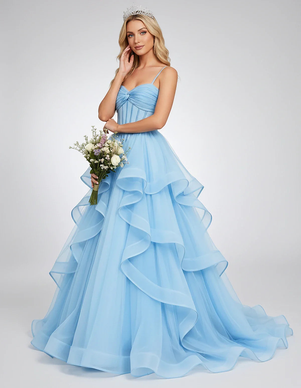 Organza Spaghetti Strap Sweetheart A-Line Ball Gown Maxi Dress for Party, Cocktail, Evening, Wedding Guest & Summer Events, f | SKU: VMD-583920174628315-LIGHTBLUE-L,VMD-583920174628315-LIGHTBLUE-M,VMD-583920174628315-LIGHTBLUE-S,VMD-583920174628315-LIGHTBLUE-XL,VMD-583920174628315-LIGHTBLUE-XS