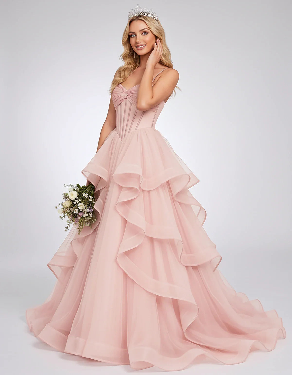Organza Spaghetti Strap Sweetheart A-Line Ball Gown Maxi Dress for Party, Cocktail, Evening, Wedding Guest & Summer Events, f | SKU: VMD-583920174628315-BLUSH-L,VMD-583920174628315-BLUSH-M,VMD-583920174628315-BLUSH-S,VMD-583920174628315-BLUSH-XL,VMD-583920174628315-BLUSH-XS