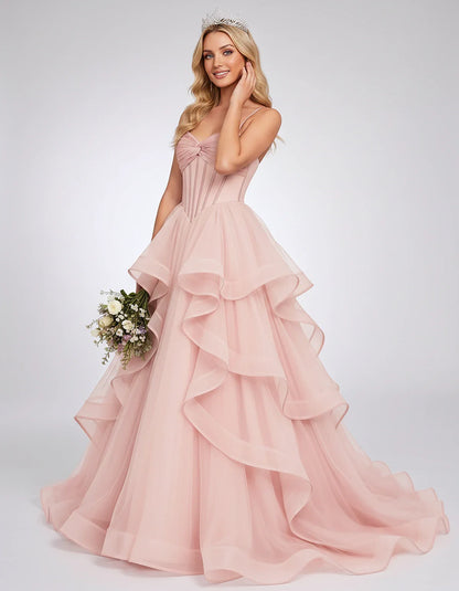 Organza Spaghetti Strap Sweetheart A-Line Ball Gown Maxi Dress for Party, Cocktail, Evening, Wedding Guest & Summer Events, f | SKU: VMD-583920174628315-BLUSH-L,VMD-583920174628315-BLUSH-M,VMD-583920174628315-BLUSH-S,VMD-583920174628315-BLUSH-XL,VMD-583920174628315-BLUSH-XS