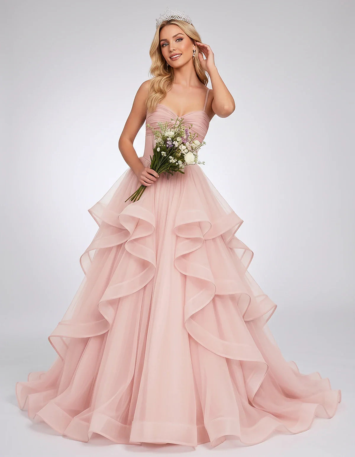 Organza Spaghetti Strap Sweetheart A-Line Ball Gown Maxi Dress for Party, Cocktail, Evening, Wedding Guest & Summer Events, f | SKU: VMD-583920174628315-BLUSH-L,VMD-583920174628315-BLUSH-M,VMD-583920174628315-BLUSH-S,VMD-583920174628315-BLUSH-XL,VMD-583920174628315-BLUSH-XS