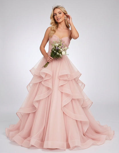 Organza Spaghetti Strap Sweetheart A-Line Ball Gown Maxi Dress for Party, Cocktail, Evening, Wedding Guest & Summer Events, f | SKU: VMD-583920174628315-BLUSH-L,VMD-583920174628315-BLUSH-M,VMD-583920174628315-BLUSH-S,VMD-583920174628315-BLUSH-XL,VMD-583920174628315-BLUSH-XS