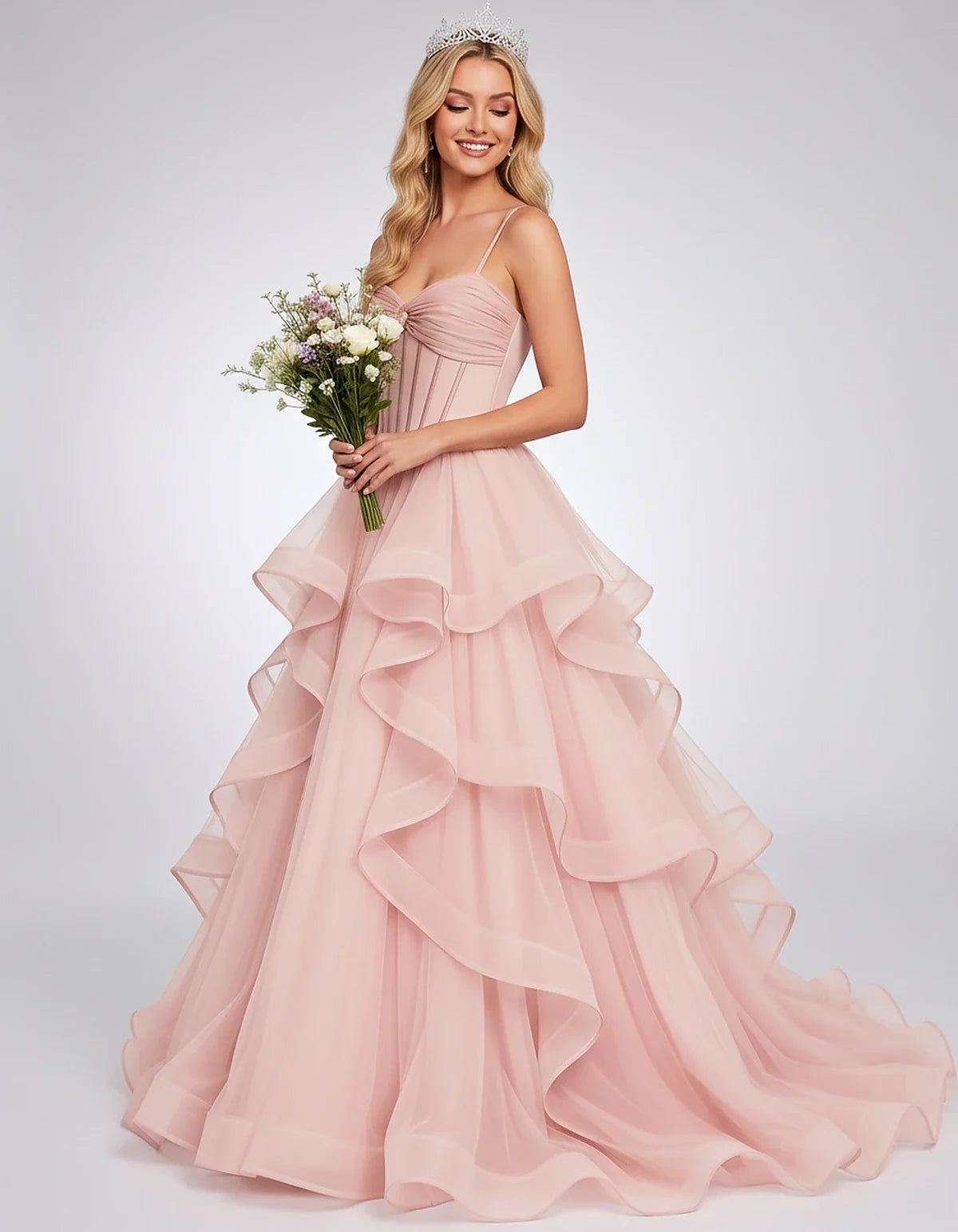 Organza Spaghetti Strap Sweetheart A-Line Ball Gown Maxi Dress for Party, Cocktail, Evening, Wedding Guest & Summer Events, s | SKU: VMD-583920174628315-BLUSH-L,VMD-583920174628315-BLUSH-M,VMD-583920174628315-BLUSH-S,VMD-583920174628315-BLUSH-XL,VMD-583920174628315-BLUSH-XS