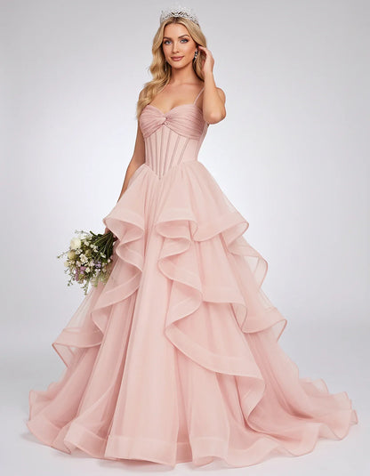 Organza Spaghetti Strap Sweetheart A-Line Ball Gown Maxi Dress for Party, Cocktail, Evening, Wedding Guest & Summer Events, f | SKU: VMD-583920174628315-BLUSH-L,VMD-583920174628315-BLUSH-M,VMD-583920174628315-BLUSH-S,VMD-583920174628315-BLUSH-XL,VMD-583920174628315-BLUSH-XS