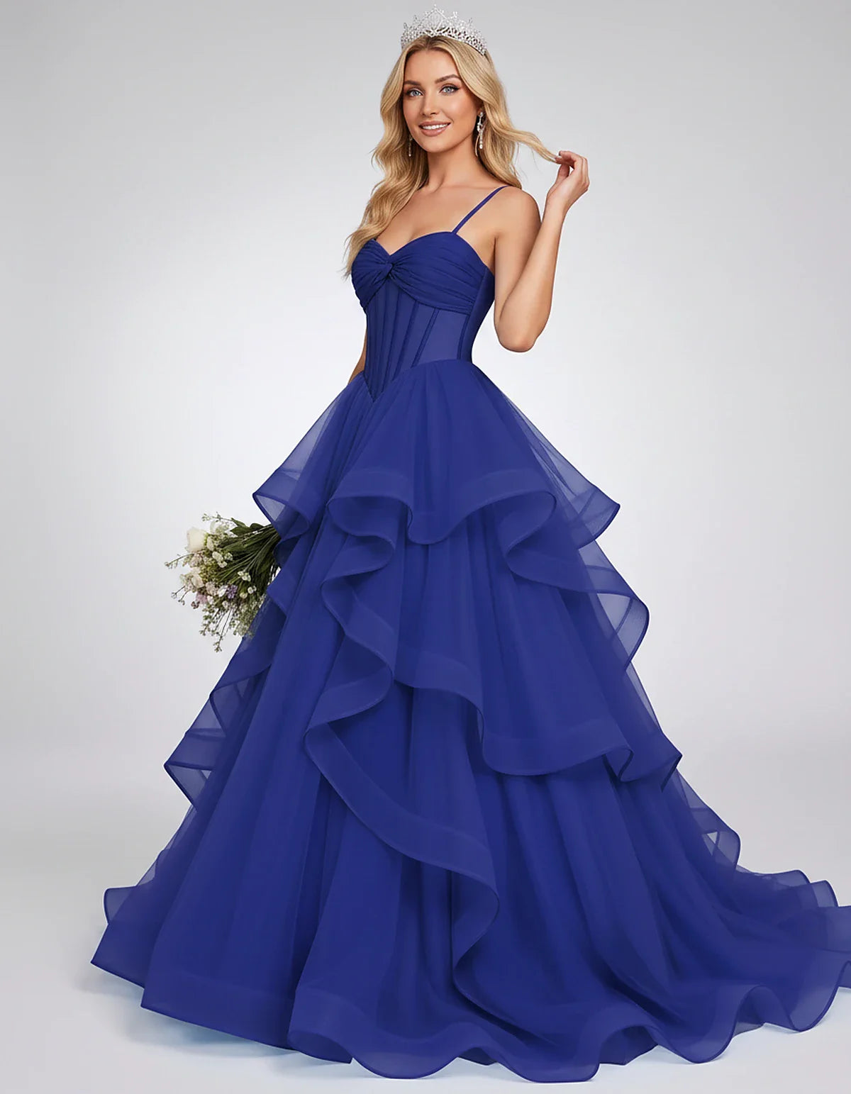 Organza Spaghetti Strap Sweetheart A-Line Ball Gown Maxi Dress for Party, Cocktail, Evening, Wedding Guest & Summer Events, f | SKU: VMD-583920174628315-BLUE-L,VMD-583920174628315-BLUE-M,VMD-583920174628315-BLUE-S,VMD-583920174628315-BLUE-XL,VMD-583920174628315-BLUE-XS