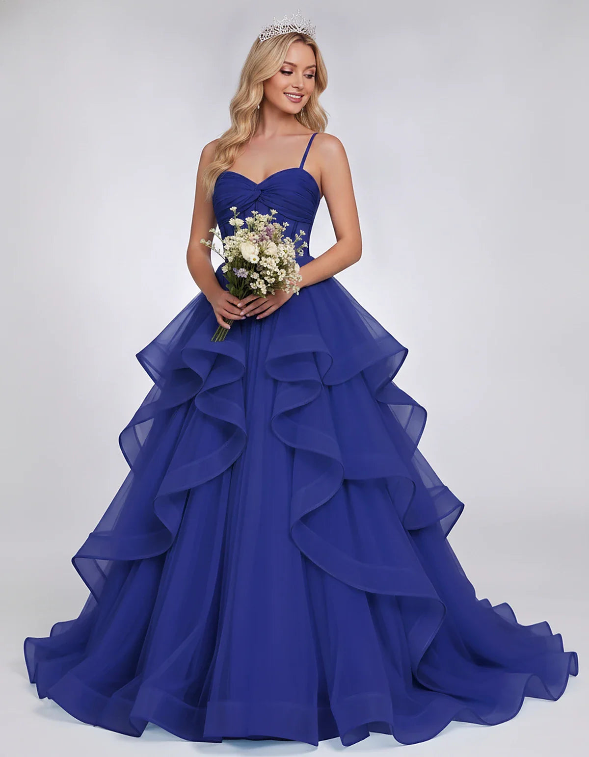 Organza Spaghetti Strap Sweetheart A-Line Ball Gown Maxi Dress for Party, Cocktail, Evening, Wedding Guest & Summer Events, f | SKU: VMD-583920174628315-BLUE-L,VMD-583920174628315-BLUE-M,VMD-583920174628315-BLUE-S,VMD-583920174628315-BLUE-XL,VMD-583920174628315-BLUE-XS