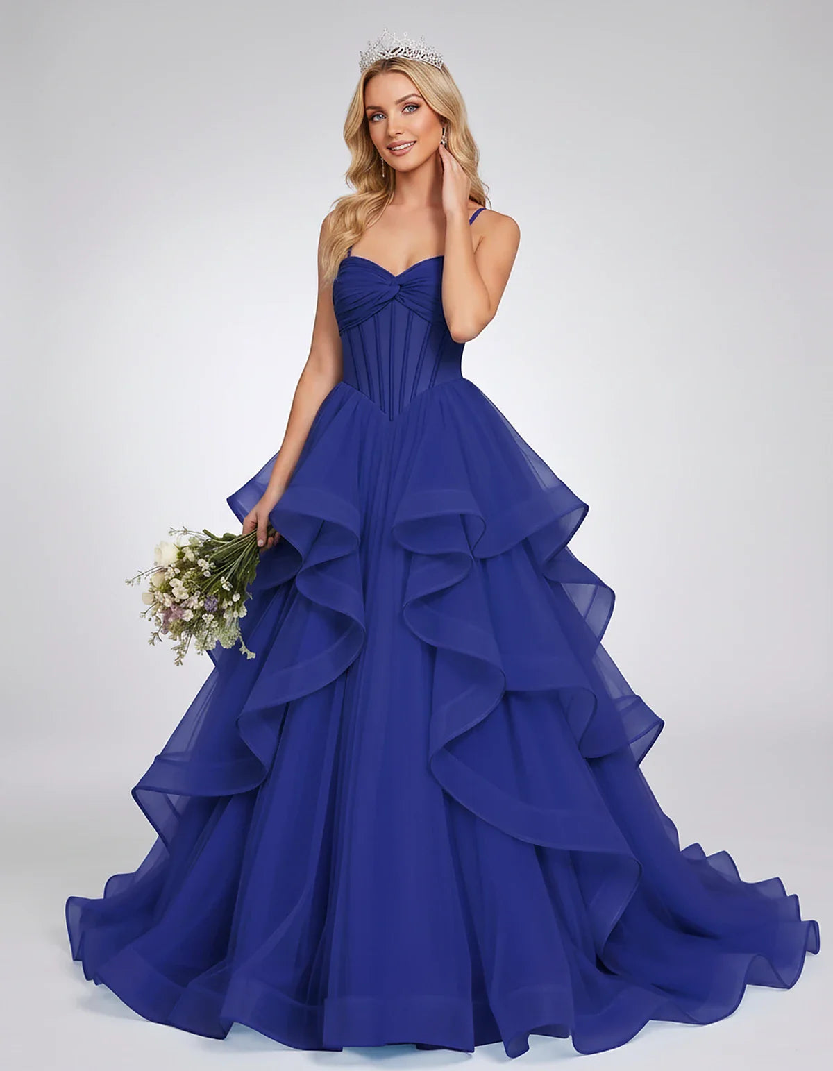 Organza Spaghetti Strap Sweetheart A-Line Ball Gown Maxi Dress for Party, Cocktail, Evening, Wedding Guest & Summer Events, f | SKU: VMD-583920174628315-BLUE-L,VMD-583920174628315-BLUE-M,VMD-583920174628315-BLUE-S,VMD-583920174628315-BLUE-XL,VMD-583920174628315-BLUE-XS