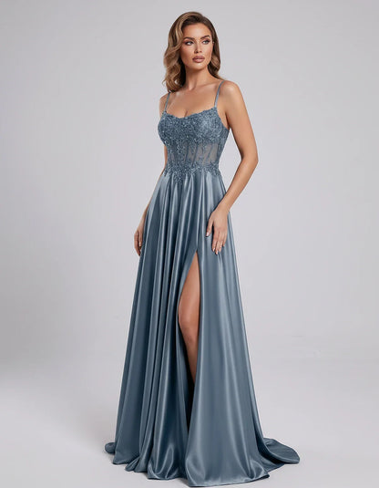Satin Lace Applique Spaghetti Strap Sweetheart A-Line Maxi Dress for Party, Cocktail, Evening, Wedding Guest & Summer Events, | SKU: VMD-582741963852741-DUSTYBLUE-L,VMD-582741963852741-DUSTYBLUE-M,VMD-582741963852741-DUSTYBLUE-S,VMD-582741963852741-DUSTYBLUE-XL,VMD-582741963852741-DUSTYBLUE-XS
