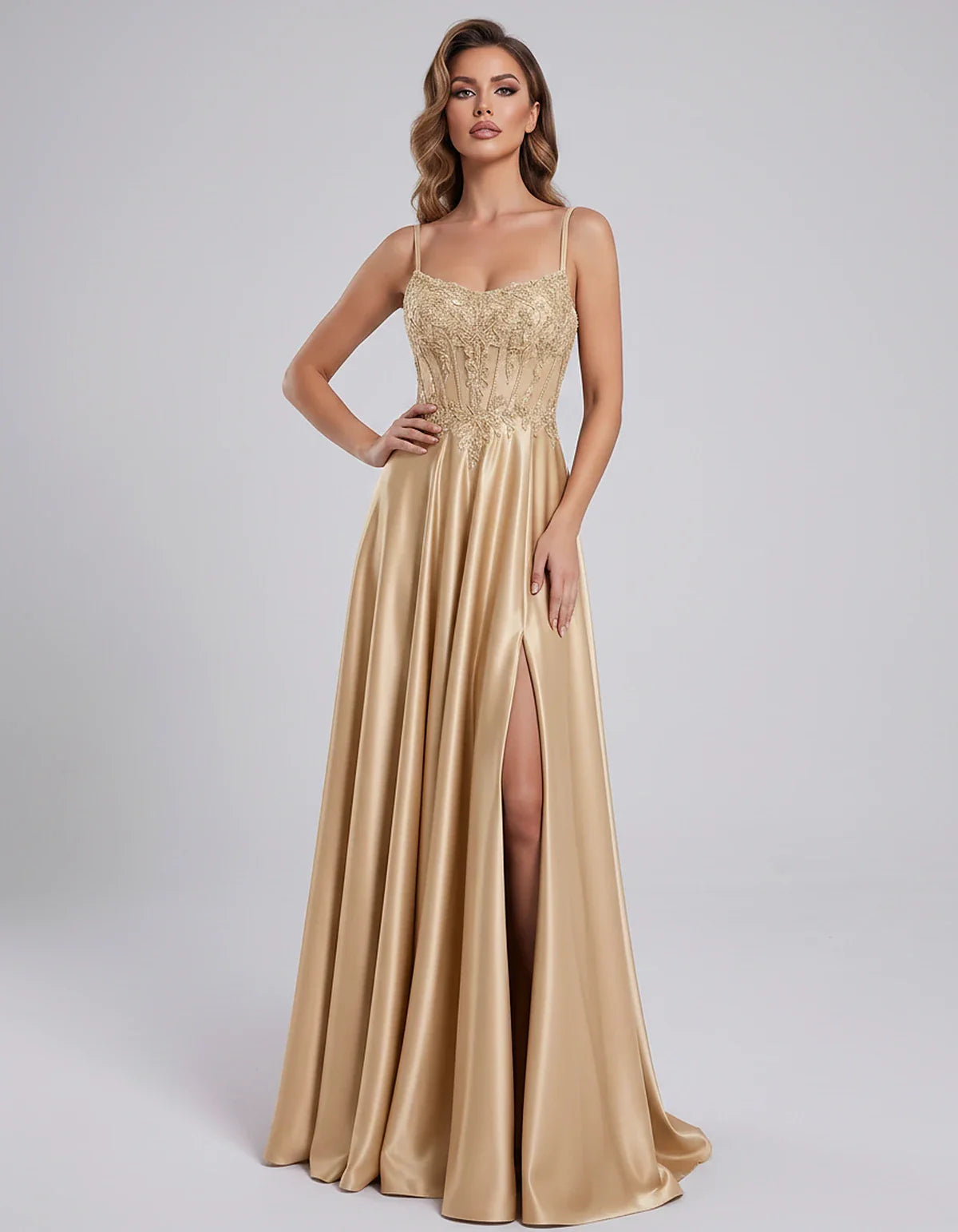 Satin Lace Applique Spaghetti Strap Sweetheart A-Line Maxi Dress for Party, Cocktail, Evening, Wedding Guest & Summer Events, | SKU: VMD-582741963852741-RED-L,VMD-582741963852741-RED-M,VMD-582741963852741-RED-S,VMD-582741963852741-RED-XL,VMD-582741963852741-RED-XS