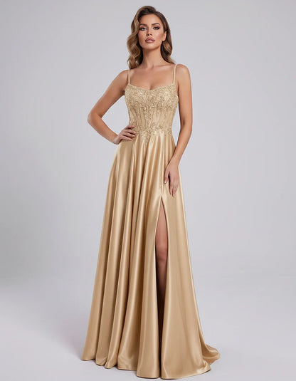 Satin Lace Applique Spaghetti Strap Sweetheart A-Line Maxi Dress for Party, Cocktail, Evening, Wedding Guest & Summer Events, | SKU: VMD-582741963852741-RED-L,VMD-582741963852741-RED-M,VMD-582741963852741-RED-S,VMD-582741963852741-RED-XL,VMD-582741963852741-RED-XS