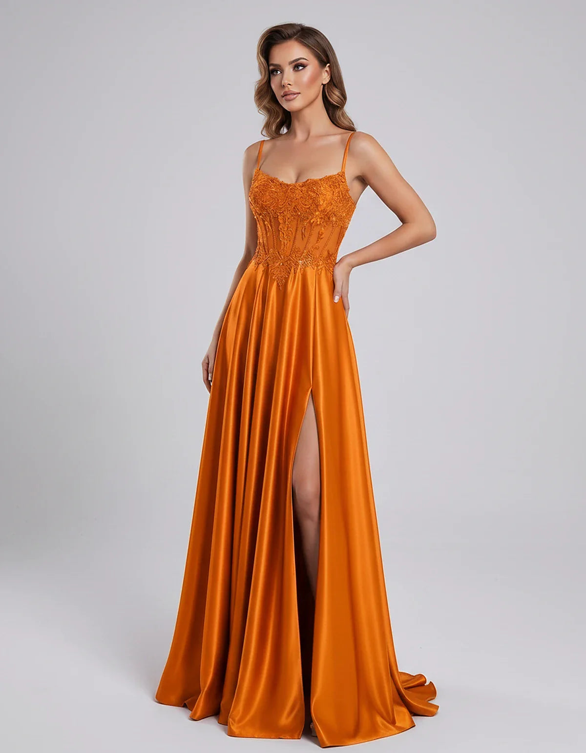Satin Lace Applique Spaghetti Strap Sweetheart A-Line Maxi Dress for Party, Cocktail, Evening, Wedding Guest & Summer Events, | SKU: VMD-582741963852741-WHITE-L,VMD-582741963852741-WHITE-M,VMD-582741963852741-WHITE-S,VMD-582741963852741-WHITE-XL,VMD-582741963852741-WHITE-XS
