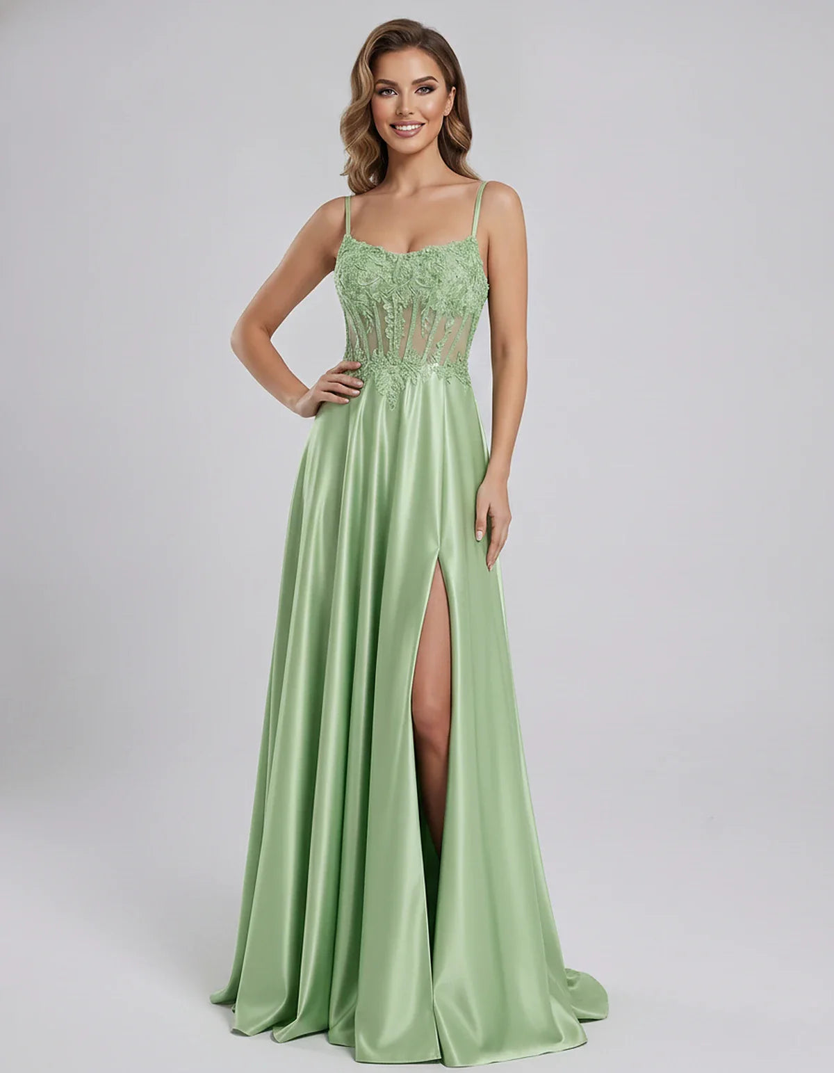 Satin Lace Applique Spaghetti Strap Sweetheart A-Line Maxi Dress for Party, Cocktail, Evening, Wedding Guest & Summer Events, | SKU: VMD-582741963852741-ORANGE-L,VMD-582741963852741-ORANGE-M,VMD-582741963852741-ORANGE-S,VMD-582741963852741-ORANGE-XL,VMD-582741963852741-ORANGE-XS