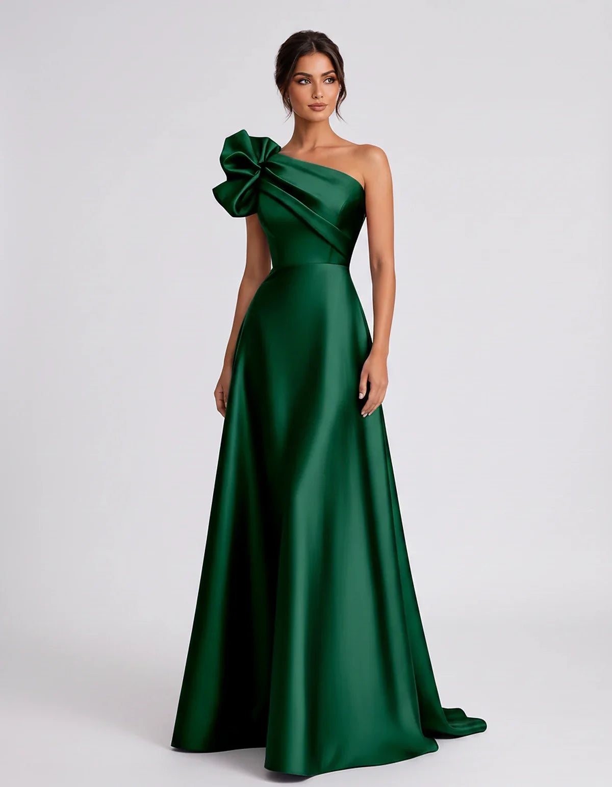 Satin Sleeveless One-Shoulder A-Line Maxi Dress for Party, Cocktail, Evening, Wedding Guest, Summer Formal Events, front view | SKU: VMD-583920174628451-EMERALD-L,VMD-583920174628451-EMERALD-M,VMD-583920174628451-EMERALD-S,VMD-583920174628451-EMERALD-XL,VMD-583920174628451-EMERALD-XS