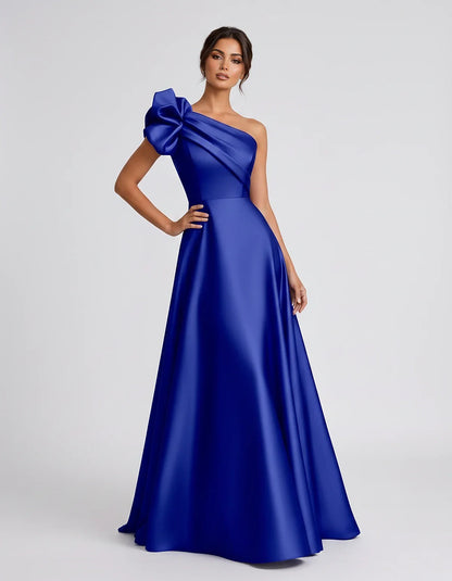 Satin Sleeveless One-Shoulder A-Line Maxi Dress for Party, Cocktail, Evening, Wedding Guest, Summer Formal Events, front view | SKU: VMD-583920174628451-ROYALBLUE-L,VMD-583920174628451-ROYALBLUE-M,VMD-583920174628451-ROYALBLUE-S,VMD-583920174628451-ROYALBLUE-XL,VMD-583920174628451-ROYALBLUE-XS