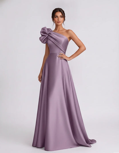 Satin Sleeveless One-Shoulder A-Line Maxi Dress for Party, Cocktail, Evening, Wedding Guest, Summer Formal Events, front view | SKU: VMD-583920174628451-MAUVE-L,VMD-583920174628451-MAUVE-M,VMD-583920174628451-MAUVE-S,VMD-583920174628451-MAUVE-XL,VMD-583920174628451-MAUVE-XS