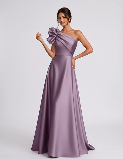 Satin Sleeveless One-Shoulder A-Line Maxi Dress for Party, Cocktail, Evening, Wedding Guest, Summer Formal Events, front view | SKU: VMD-583920174628451-MAUVE-L,VMD-583920174628451-MAUVE-M,VMD-583920174628451-MAUVE-S,VMD-583920174628451-MAUVE-XL,VMD-583920174628451-MAUVE-XS