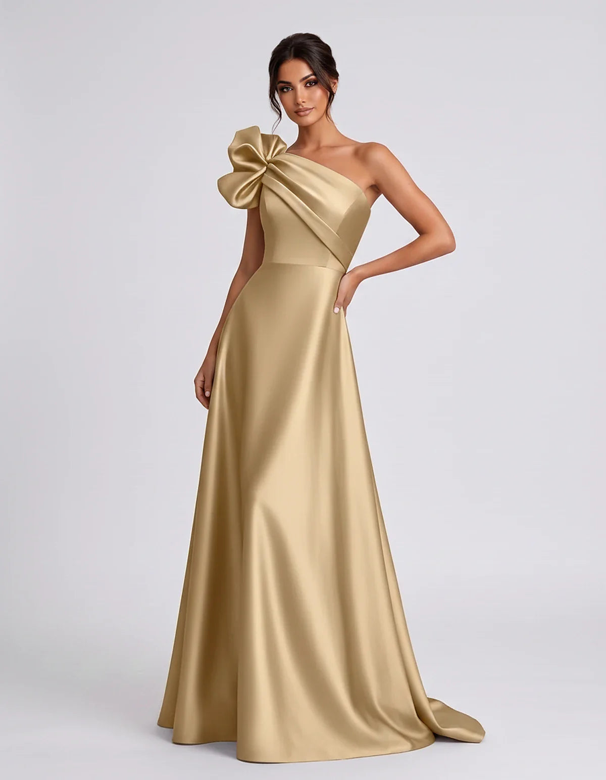 Satin Sleeveless One-Shoulder A-Line Maxi Dress for Party, Cocktail, Evening, Wedding Guest, Summer Formal Events, front view | SKU: VMD-583920174628451-CHAMPAGNE-L,VMD-583920174628451-CHAMPAGNE-M,VMD-583920174628451-CHAMPAGNE-S,VMD-583920174628451-CHAMPAGNE-XL,VMD-583920174628451-CHAMPAGNE-XS